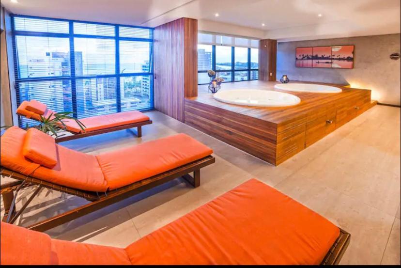 LUXO 1406 - Quarto e Sala com Varanda Frente Mar Ponta Verde Maceió Exterior foto